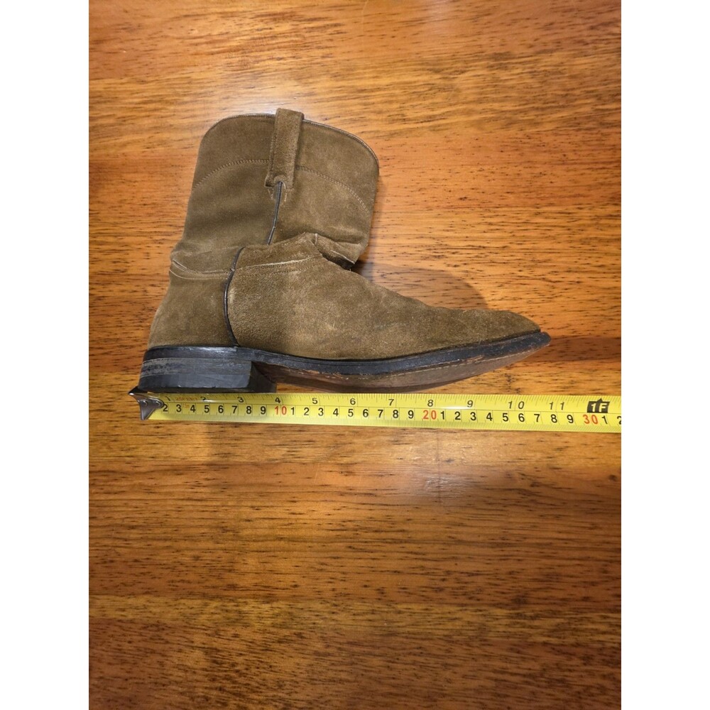 Caborca Mens Vintage Brown Suede Leather Cowboy Boots Size 8.5 US 26.5 Mex Wide - Picture 9 of 11